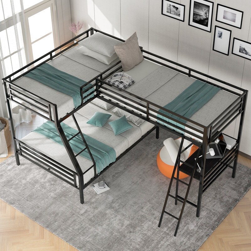 Twin over Full Bunk Bed with a Twin Size Loft Bed attached with a